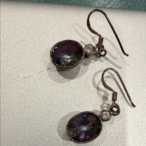 Elegant Purple and Silver Drop Earrings